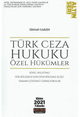Türk Ceza Hukuku Özel Hükümler (Altın Seri) Sinan Sakin