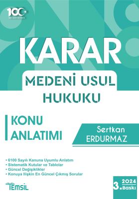 KARAR Medeni Usûl Hukuku Konu Anlatımı Kitabı Sertkan Erdurmaz