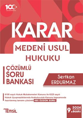 KARAR Medeni Usul Hukuku Çözümlü Soru Bankası Sertkan Erdurmaz